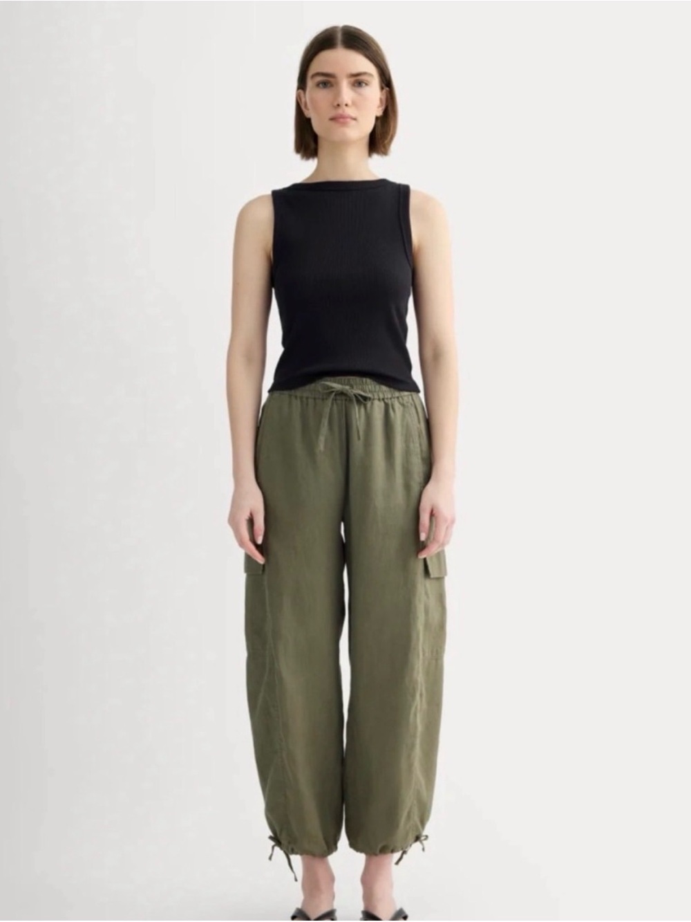 Everlane Linen Cargo Curve Pant in Kalamata - XL